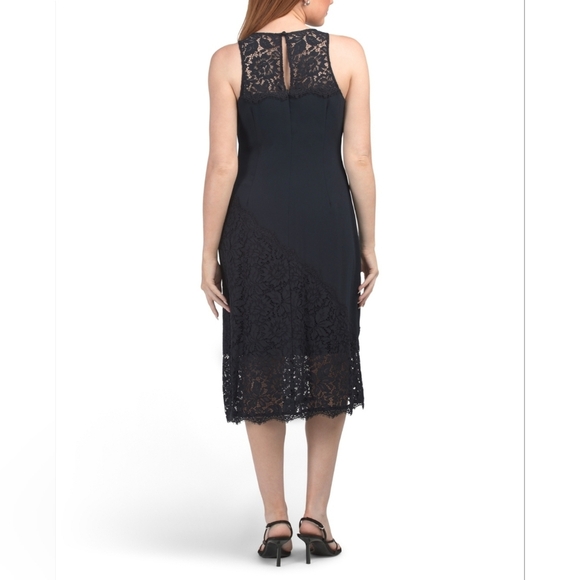 🔹️Aidan Mattox🔹️ Twilight Sleeveless Lace Midi Cocktail Sheath  Dress - Picture 3 of 5